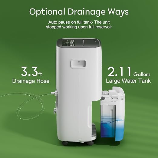 Waykar 150 Pint 7,000 Sq.Ft Dehumidifier for Basement & Home, Large Room, Smart Compressor Dehumidifier with Drain Hose & Tank for Commercial, 30%-80% Humidity Control, 90° Auto Swing, Auto Defrost