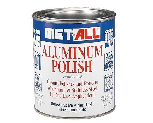 Aluminum Stainless Steel Polish Cleans & Protects, Easy to Use, 32oz + Extra Large Microfiber Cloth