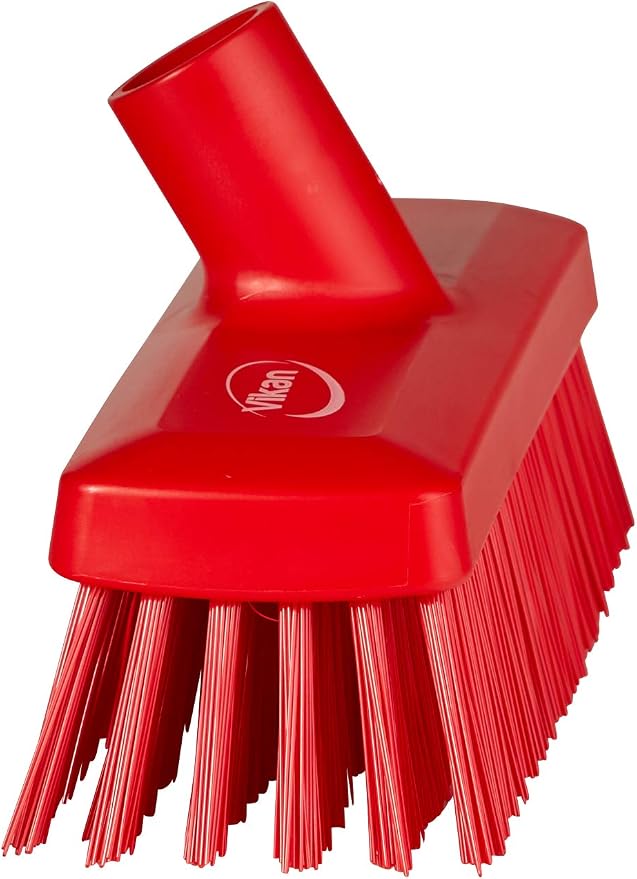 Vikan 70424 Compact Wall/Deck Scrub, Hard 8.858" Red