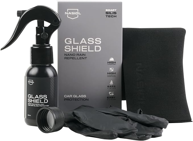 Nasiol GlasShield Nano Rain Repellent for Car Windshield, Glass Ceramic Coating, Super Hydrophobic to 30000 Miles, Super Easy Application Spray&Wipe, Clear Vision for Safe Driving, Easy Ice Removal