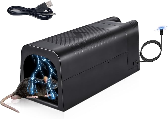 2026 Rat Trap Electric Mouse Trap Zapper with Powerful Voltage,Rechargeable Reusable Electric Mice Trap Rodent Zapper Electronic Mouse Traps Shock Killer for Indoor Kitchen Attic Warehouse Home