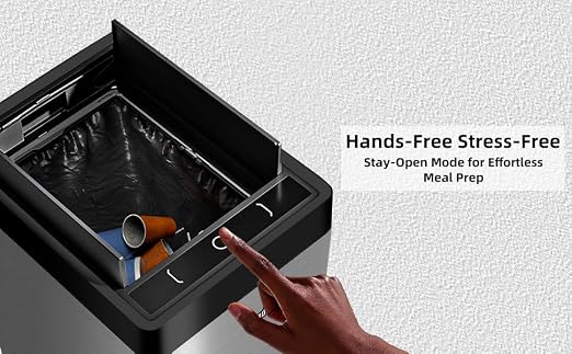 Kitchen Trash Can with Automatic Bag Assist – 8 Gallon Smart Matte Stainless Steel Bin with Motion Sensor Butterfly Lid for Home, Living Room, Bedroom, RV