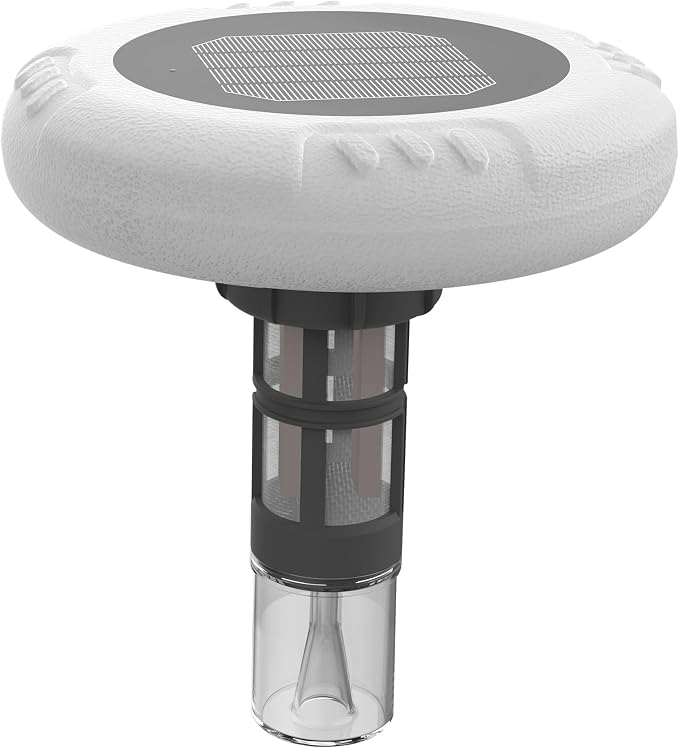 New Generation Solar Powered Pool Device - Integrated Sealed Solar Panel, Floating Design for Above-Ground & In-Ground Swimming Pools Up to 40,000 Gallons