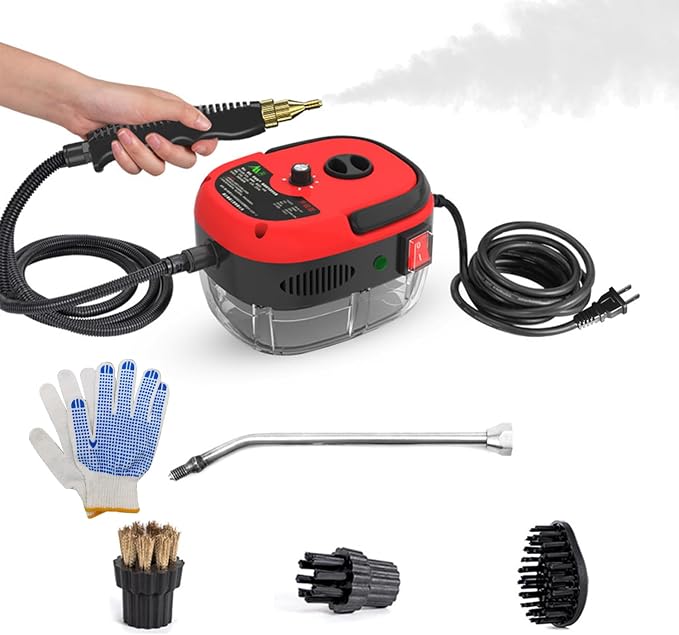 2500W High Pressure Steam Cleaner,Portable Handheld Steam Cleaner, Steam Cleaning Machine,High Temperature Pressurized Steam Cleaner with 3 Brush Heads for Floors, Car, Furniture, Bathroom