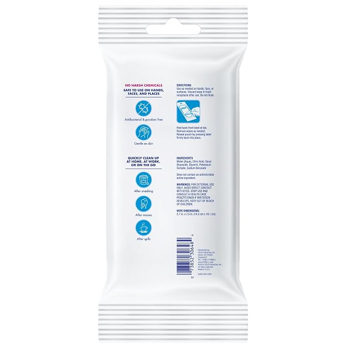 PURELL Clean & Go Cleaning Wipes, Skin and Surface, Fresh Scent, 20 Count Travel Pack (Pack of 12), 9269-12-CMR