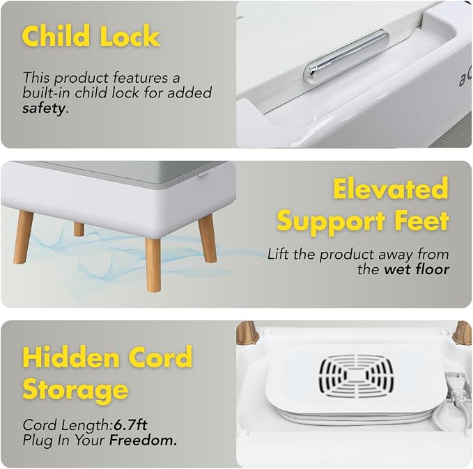 Towel Warmer for Bathroom, Foldable Towel Warmer Bucket, Blanket Warmer, Extra-Large 35L Fast Heating, Heating Drying Modes and Timer, ETL Certification, 6 Free Fragrance Discs, White