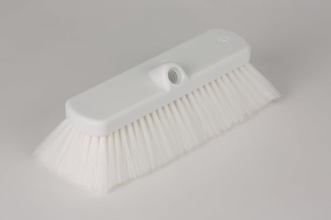 SPARTA 41278EC02 Flo-Thru Plastic Wall Scrub Brush, Equipment Brush With Soft Nylex Bristles For Industrial Kitchens, Hospitals, Commercial Cleaning, 4 Inches, White