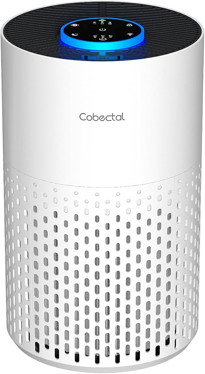 Air Purifiers for Bedroom Home, Cobectal Air Cleaner with H14 True HEPA 3-in-1 Filter for Room up to 1050 ft², Sleep Mode & Aroma Function, Portable Air Purifiers for Office, Dorm, RVs, White