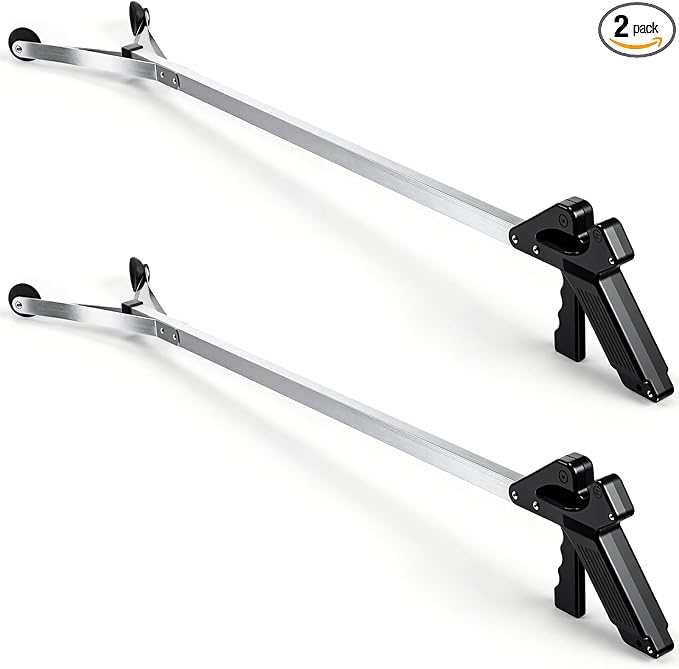Sabary 2 Pcs 34 Inch Suction Cup Grabber Reacher Heavy Aluminum Trash Pick up Stick, Long Handy Aids Nonslip Claw Reach Tool for Elderly Pick up Trash Arm Extension Litter Picker(Black)