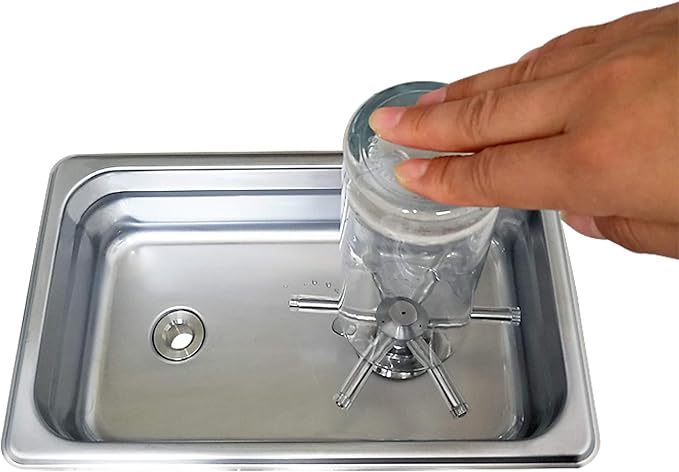 YBB Pitcher Rinser Cup Washer Glass Cleaning Rinser with Side Sprays, Drain and Drip Tray for Bar Coffee Shop (10.4×6.5×2.6")