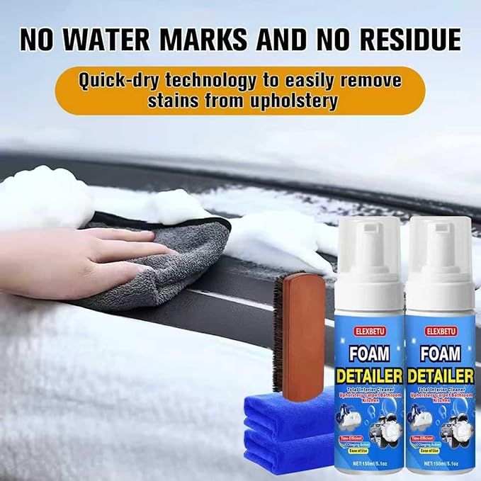 Car Interior Foam Cleaner,Powerful Stain Eliminator car interior cleaner Car Carpet,Clean Cars Seat Carpet Upholstery Deep Inside Cleaning Remove Stain from Leather Fabric Vinyl Plastic150ML 2pack