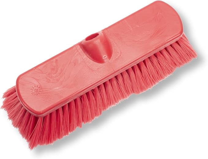 SPARTA 41278EC05 Flo-Thru Plastic Wall Scrub Brush, Equipment Brush With Soft Nylex Bristles For Industrial Kitchens, Hospitals, Commercial Cleaning, 4 Inches, Red