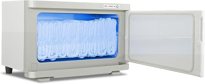 Pursonic Professional Towel Warmer with UV Sterilizer - 8L Premium Towel Warmer 360 Heating with Separate Water Tank - Aluminum Interior for Bathroom, Spa, Salon & Home (White)