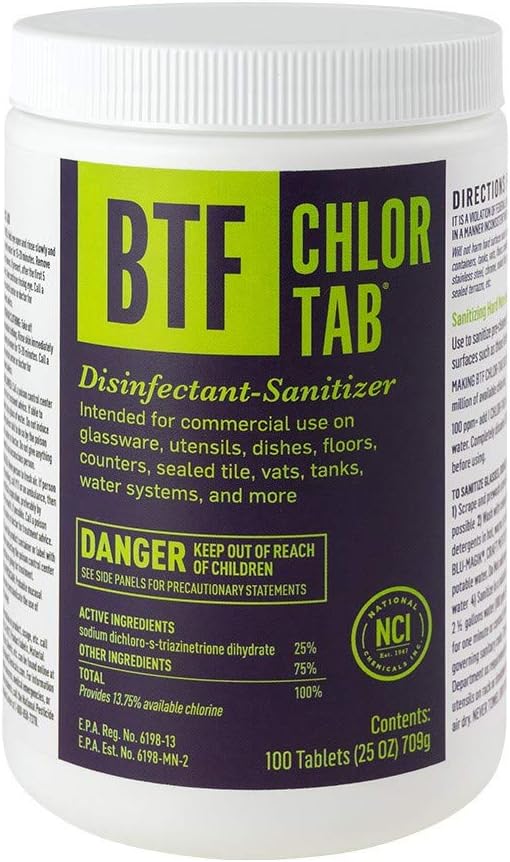 Chlor-Tab Bar Sink Glassware Sanitizer - Bucket of 100 Tablets