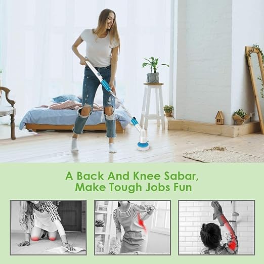 Spin Scrubber, 360 Cordless Tub and Tile Scrubber, Multi-Purpose Power Surface Cleaner with 3 Replaceable Cleaning Scrubber Brush Heads, 1 Extension Arm and Adapter