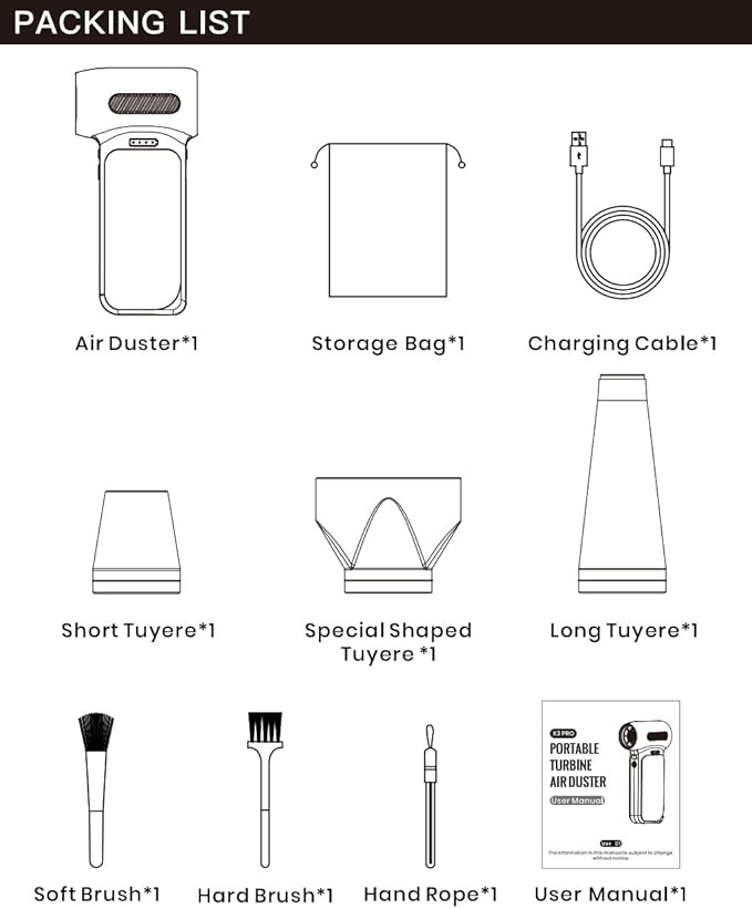 X3 PRO Compressed Air Duster-150000RPM Super Power Electric Air Duster, 4-Gear Adjustable Mini Blower with Fast Charging, Dust Blower for Computer, Keyboard, House, Outdoor and Car