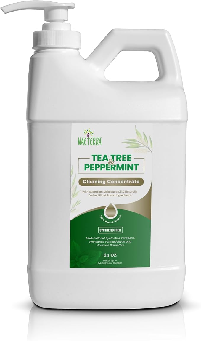 Naeterra- Refreshingly Clean | Tea Tree & Peppermint Cleaning Concentrate | Multi-Purpose Household Cleaner | Non-Toxic | Natural Ingredients | Versatile Use | Eliminates Odors | Eco-Friendly | 64 oz