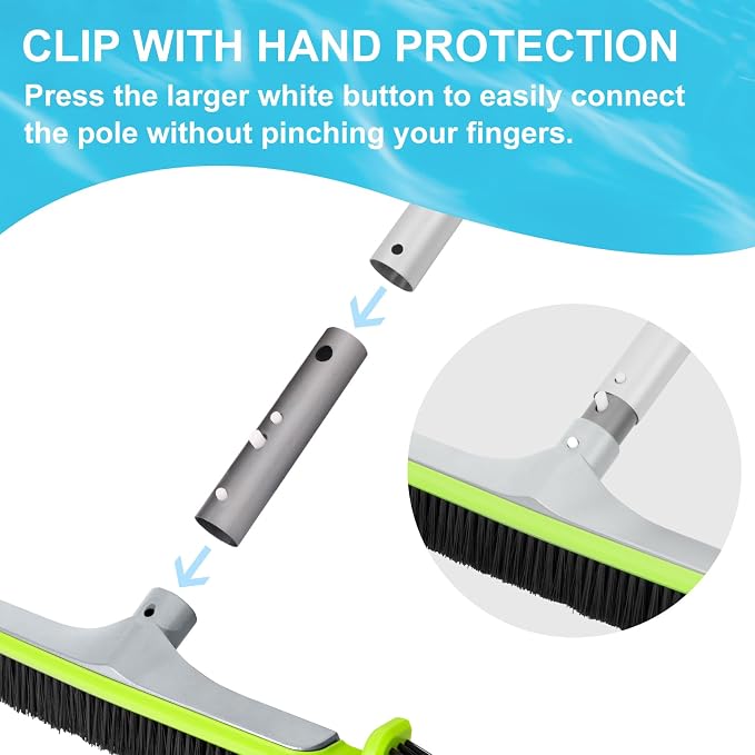 Sepetrel Upgraded Pool Brush Head for Cleaning Pool Walls,Heavy Duty Inground/Above Ground Aluminum Swimming Pool Scrub Brushes with Curved Ends & Premium Strong Bristle