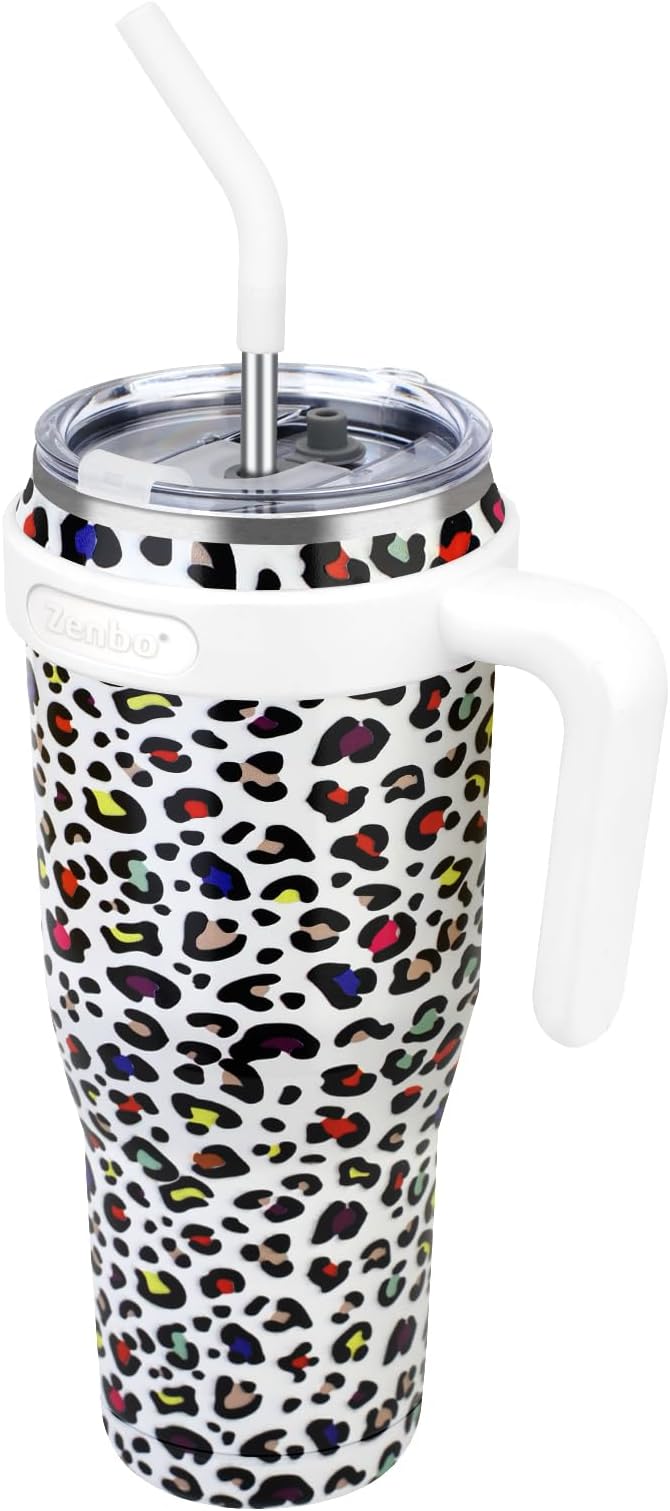 Zenbo 50 oz Tumbler With Handle,Lid and Straw | Stainless Steel Insulated Tumbler, Keeps Drinks Cold up to 34 Hours, Fit in Car Cup Holder, Dishwasher Safe and BPA Free