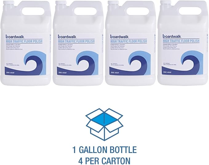 Boardwalk High Traffic Floor Polish, 1 gal Bottle, 4/Carton