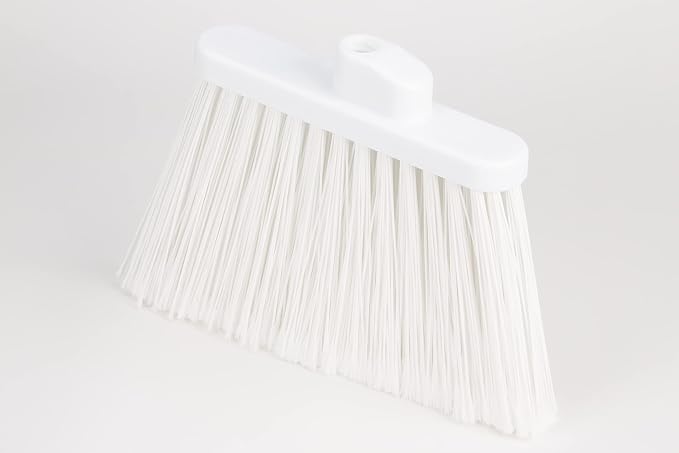 SPARTA 41082EC02 Plastic Color Coded Broom, Flagged Bristles, Long Broom With Angled Head For Large Debris, 56 Inches, White