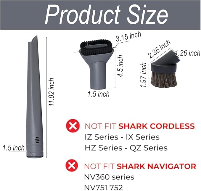For Shark Vacuum Cleaner Accessories Replacement Kit | Household Cleaning Set with Crevice Tool, Dust Brushes & Vacuum Hose Adapters | 35MM Vacuum Attachments & Brushes