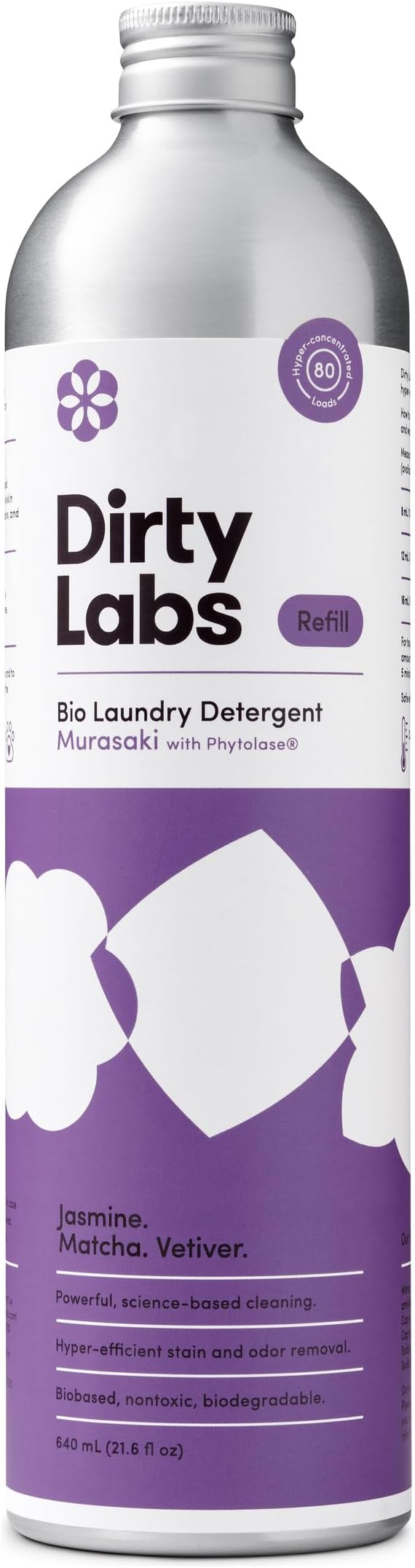 Dirty Labs | Murasaki Scent | Bio-Liquid Laundry Detergent | 80 Loads (21.6 fl oz) | Hyper-Concentrated | High Efficiency & Standard Machine Washing | Nontoxic, Biodegradable | Stain & Odor Removal