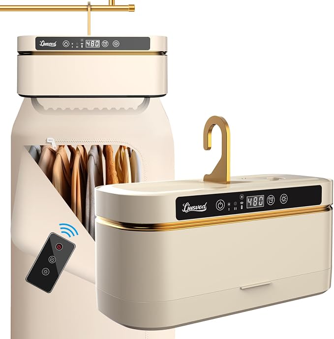 Portable Clothes Dryer - Mini Portable Dryer Machine for Laundry Apartments and Travelling, Hotel Room, 3in1 Beige
