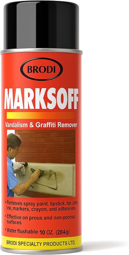 Brodi Marksoff Graffiti Remover Spray, Gel Based, Vandalism Remover for Spray Paint, Marker, Stickers & Stains, Clings to Vertical Surfaces, Fast-Acting & Surface-Safe, Commercial Grade (Pack of 1)