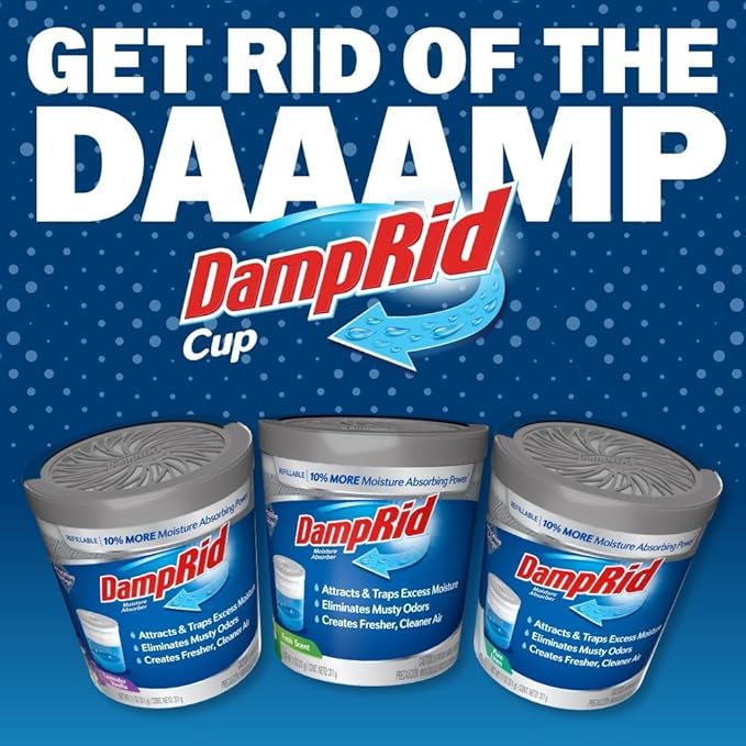 Damp Rid Moisture Absorber Bucket 3 Pack (2 lb. each) Hi-Capacity Moisture Absorbers, Room Odor Eliminator for Bathroom, Fragrance Free, Lavender Vanilla & Fresh Scent Packed By ILIOS