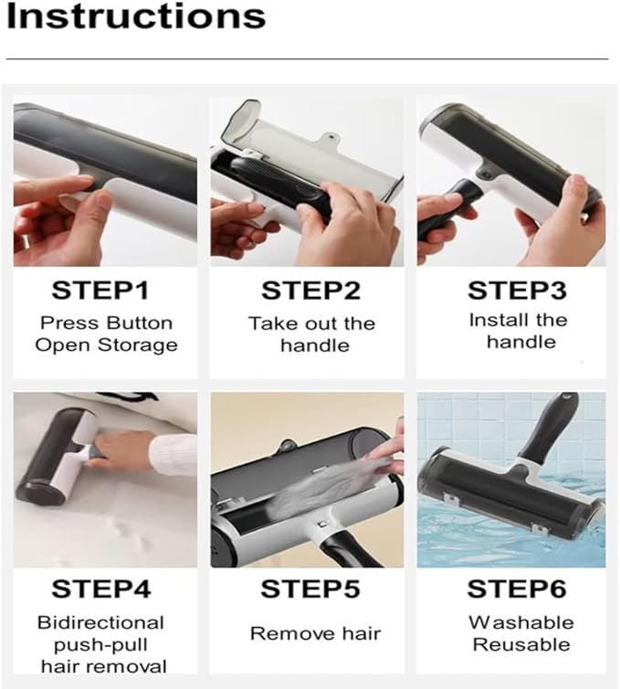Pet Hair Remover Tool, Reusable Lint Roller Brush for Cat and Dog Hair and Fur Remover from Sofa, Couch, Furniture, Carpet, Bedding, Clothes and Car Seat. Waterproof, Portable and Easy to Clean-Grey