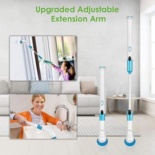 Spin Scrubber, 360 Cordless Tub and Tile Scrubber, Multi-Purpose Power Surface Cleaner with 3 Replaceable Cleaning Scrubber Brush Heads, 1 Extension Arm and Adapter