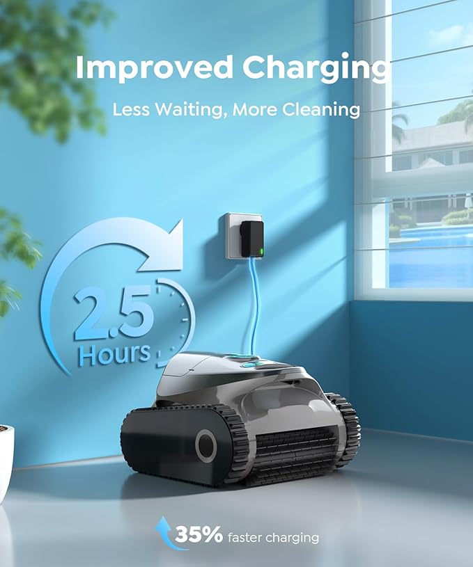 (2026 Upgrade) BRINBO C1 Robotic Pool Cleaner with 180 Mins, Pool Vacuum for Inground Ground Pools up to 1615 sq.ft, Smart Routing, Wall Climbing, Dual Filtration, with APP, Multi-Mode (Carbon Gray)