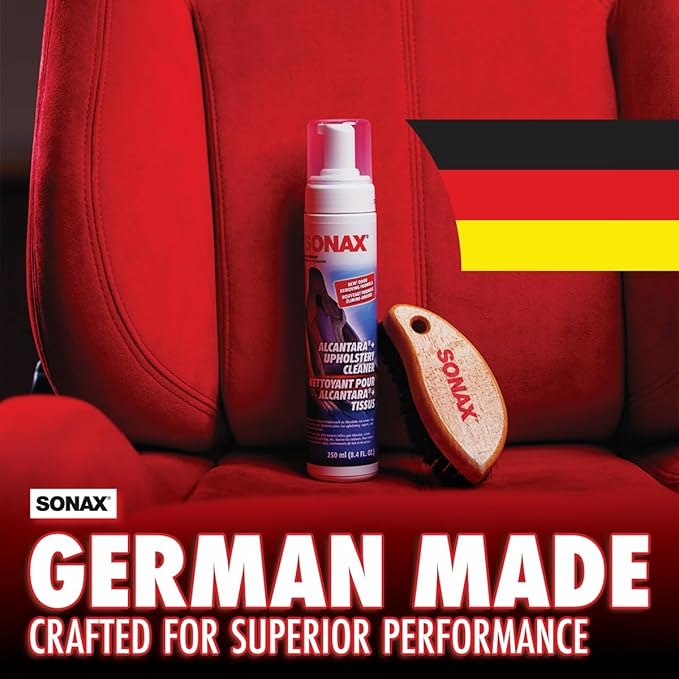 Autogeek SONAX Alcantara & Upholstery Cleaner Bundle | Removes Stains & Restores Color on Delicate Surfaces | Includes 2 x 250ml Bottles, Horse Hair Brush & Edgeless Towel | SON-206141-BUN