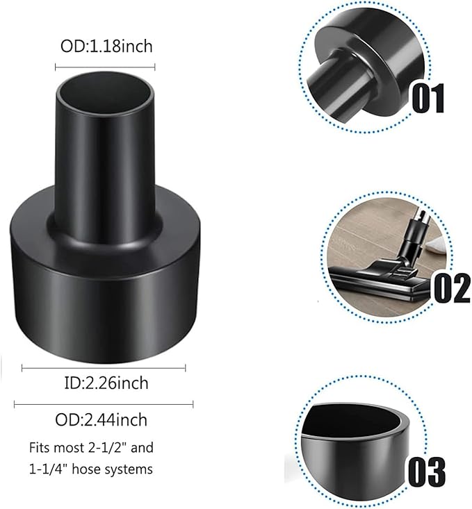Vacuum Attachments for Shop Vac Accessories, 1 1/4" to 2 1/2" Vacuum Cleaning Accessorie Kit, 1" to 1 7/8" Vacuum Brush Attachment for Shop Vac Attachments Set of 11