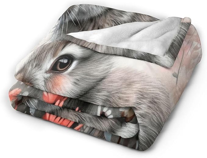 Tijuboni Rabbit Bunny Throw Blanket Rabbit Gifts for Girls Boys Women Men Kids Adults Soft Flannel Fleece Blanket for Couch Sofa Bed Home Decor 60"x80"