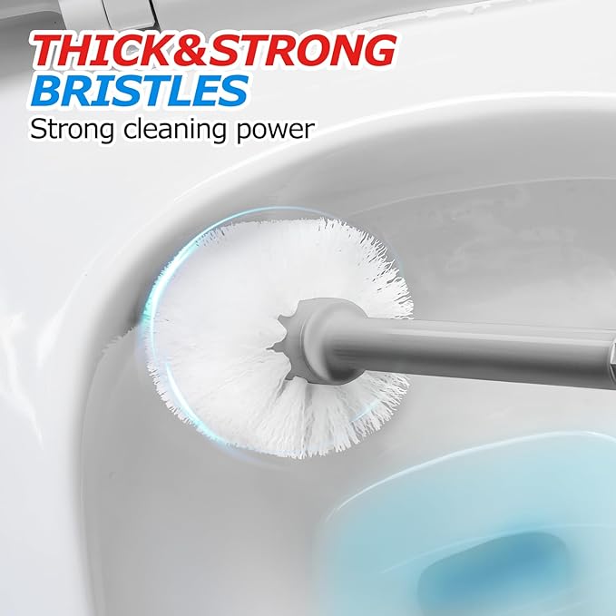 FORASTO 2Pack 2 in 1 Toilet Brush and Plunger Set, Extended Handle Plunger，Toilet Bowl Brush Plunger Set,Bathroom Cleaning Tools ，Toilet Brush Plunger Combo，Cleaning Brush，Cleaning Supplies（Dark Grey）