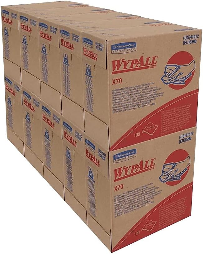 WypAll 41412 X70 HydroKnit Wipers, Blue, 100 sheets/Box