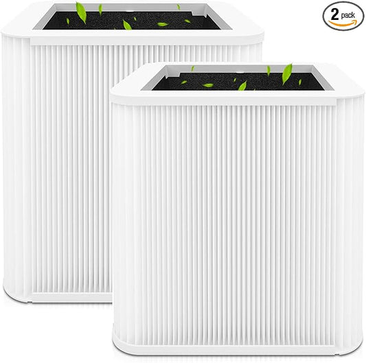 211+ Replacement Filter Compatible with Blue Pure 211 Air Purifiers, 2-in-1 True HEPA Particle and Activated Carbon Filters, 2 Pack