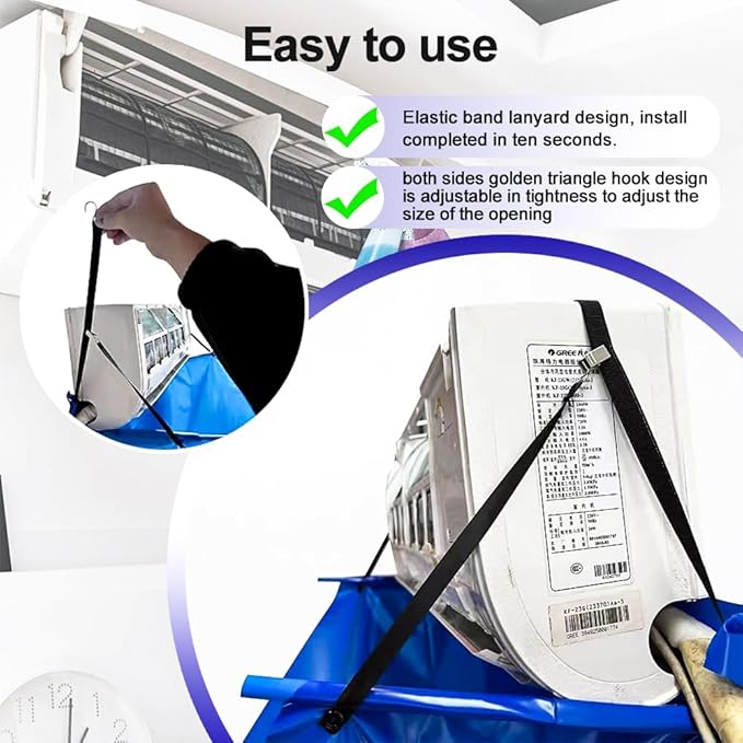 Ac Cleaning Bag With Support Rods, Air Conditioner Cleaning Kit with Strong Washing Tool, Ac Cleaning kit, Minisplit Cleaning Kit, Air Conditioning Water Bag Kit Universal for Home AC Cleaning