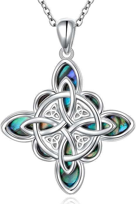 FLYOW 925 Sterling Silver Good Luck Irish Jewelry Celtic Knot Pendant Necklace for Women Birthday Graduation Gift