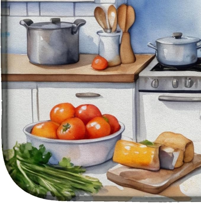 Caroline's Treasures DAC6281DDM Lakeland Terrier The Chef Dish Drying Mat Absorbent Dish Drying Mat Pad for Kitchen Counter Dish Drainer Mat for Countertop, 14 x 21", Multicolor