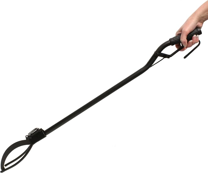 Redneck Convent Heavy-Duty Log Grabber Fire Tongs Poker Tool with Spring Handle and 3 Prong, 36in – Place Wood on Campfire Fireplace