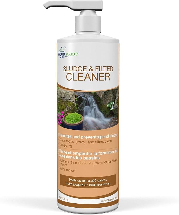 Aquascape 98890 Sludge and Filter Cleaner Treatment Liquid 500 ml/16.9 oz for Pond Water Feature Waterfall and Garden