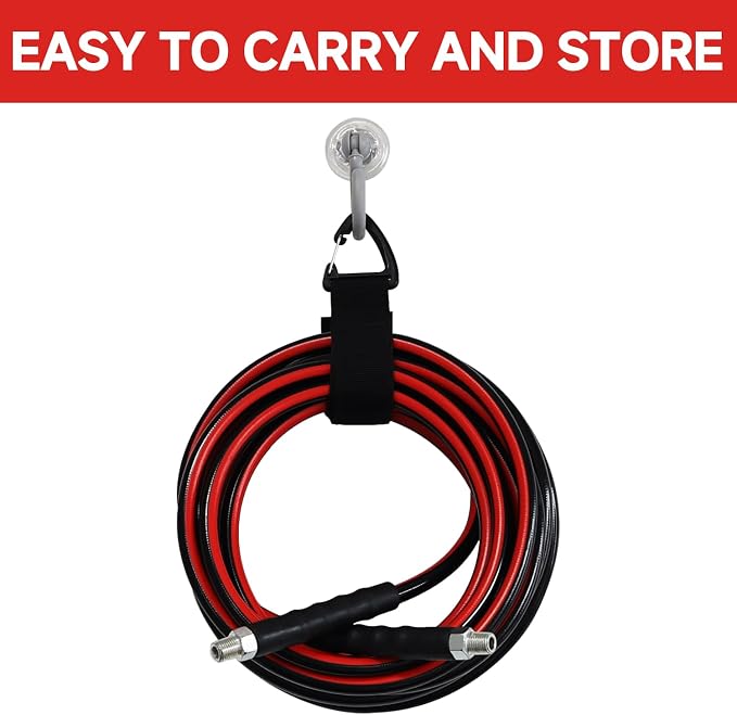 Sewer Jetter Kit for Pressure Washer 200FT, Drain Cleaner Hose 1/4 Inch NPT, NPT Corner Swivel and Push Button Nose Sewer Jet Nozzle Wrenches Gloves Waterproof Tape Pearl Brooch,5800PSI