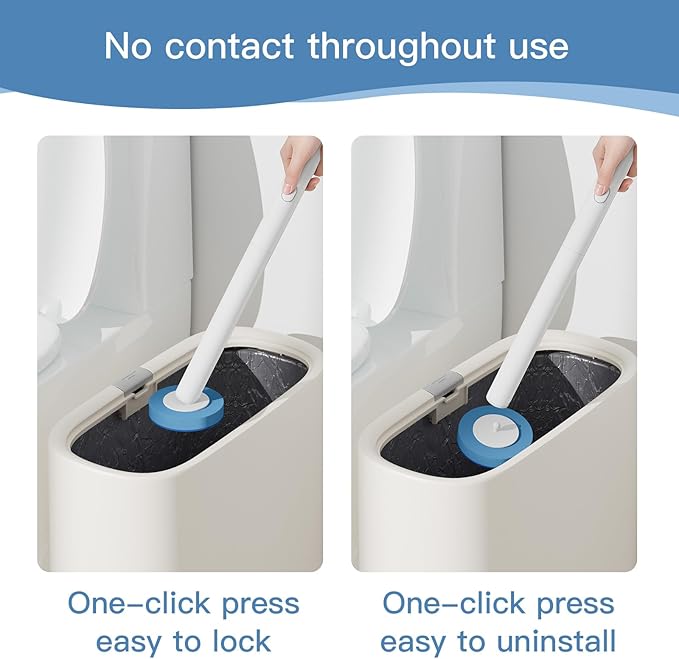 Disposable Toilet Brush with 32 Refill Heads and Holder- Clean Brush Starter Kit with 1 Toilet Wand, 1 Storage Caddy and 1 Fragrant Tablet (1 + 32)