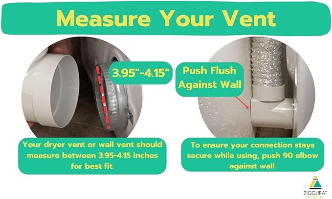 STV-M Space-Saving Dryer Vent – Airtight Seal, Durable Build, Complete Duct Connection Kit – Designed for Tight Spaces by Ziggurat
