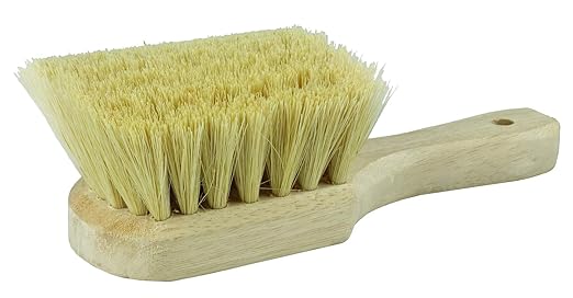 Weiler 44014 8" Utility Scrub Brush, White Tampico Fill, Short Handle, Wood Block