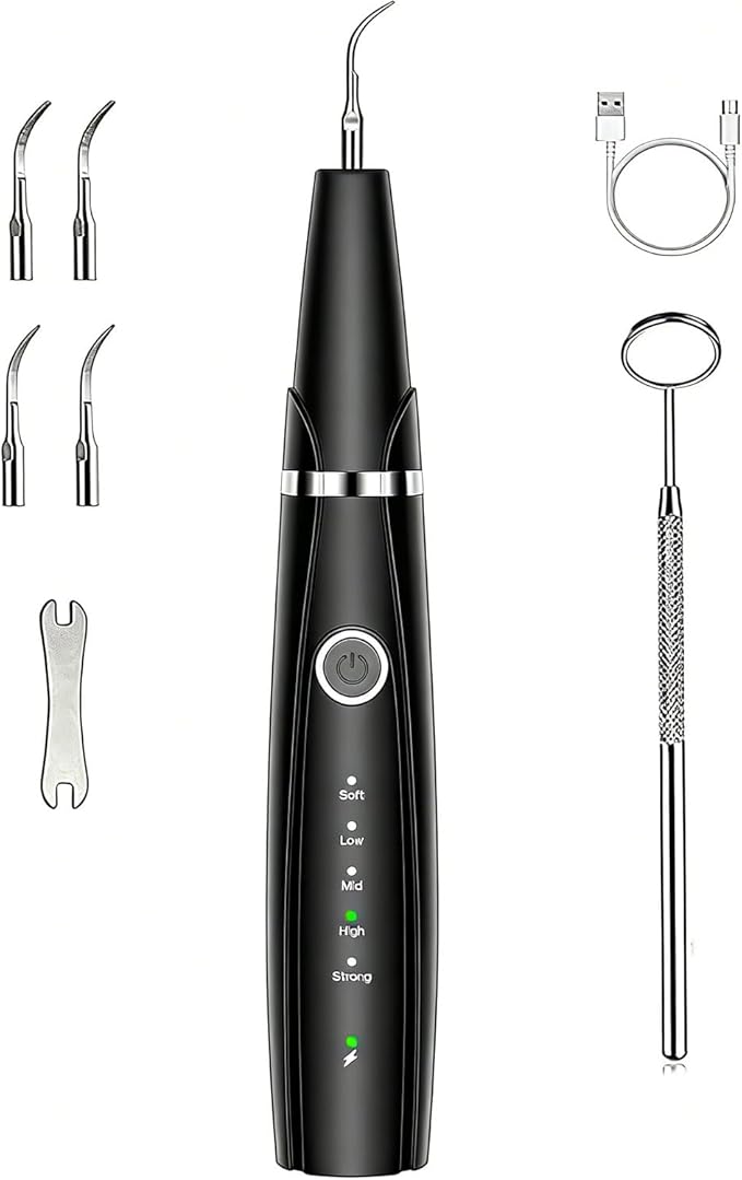Sonic Electric Toothbrush, Dental Cleaner with LED Light, 5 Modes Teeth Cleaning Tool, 3 Replaceable Heads for Home & Travel, IPX6 Waterproof