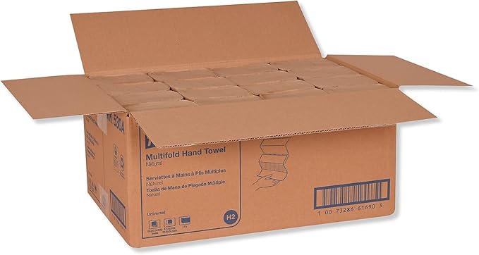 Tork Multifold Hand Towel Natural H2, Universal, 100% Recycled Fibers, 16 x 250 Sheets, MK530A